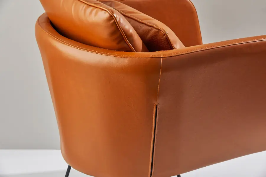 Stanley Accent Chair in Camel Brown Faux Leather - Image 6