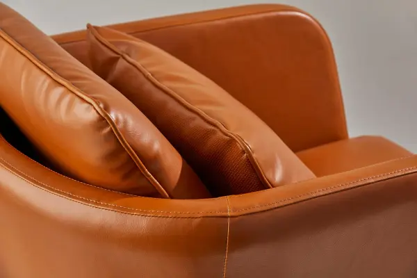 Stanley Accent Chair in Camel Brown Faux Leather - Image 7