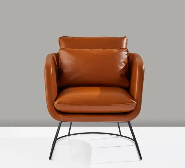 Stanley Accent Chair in Camel Brown Faux Leather - Image 8