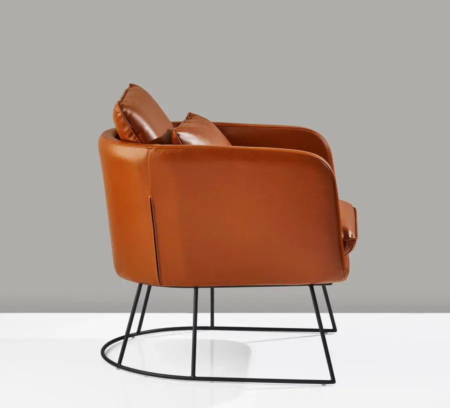 Stanley Accent Chair in Camel Brown Faux Leather - Image 9