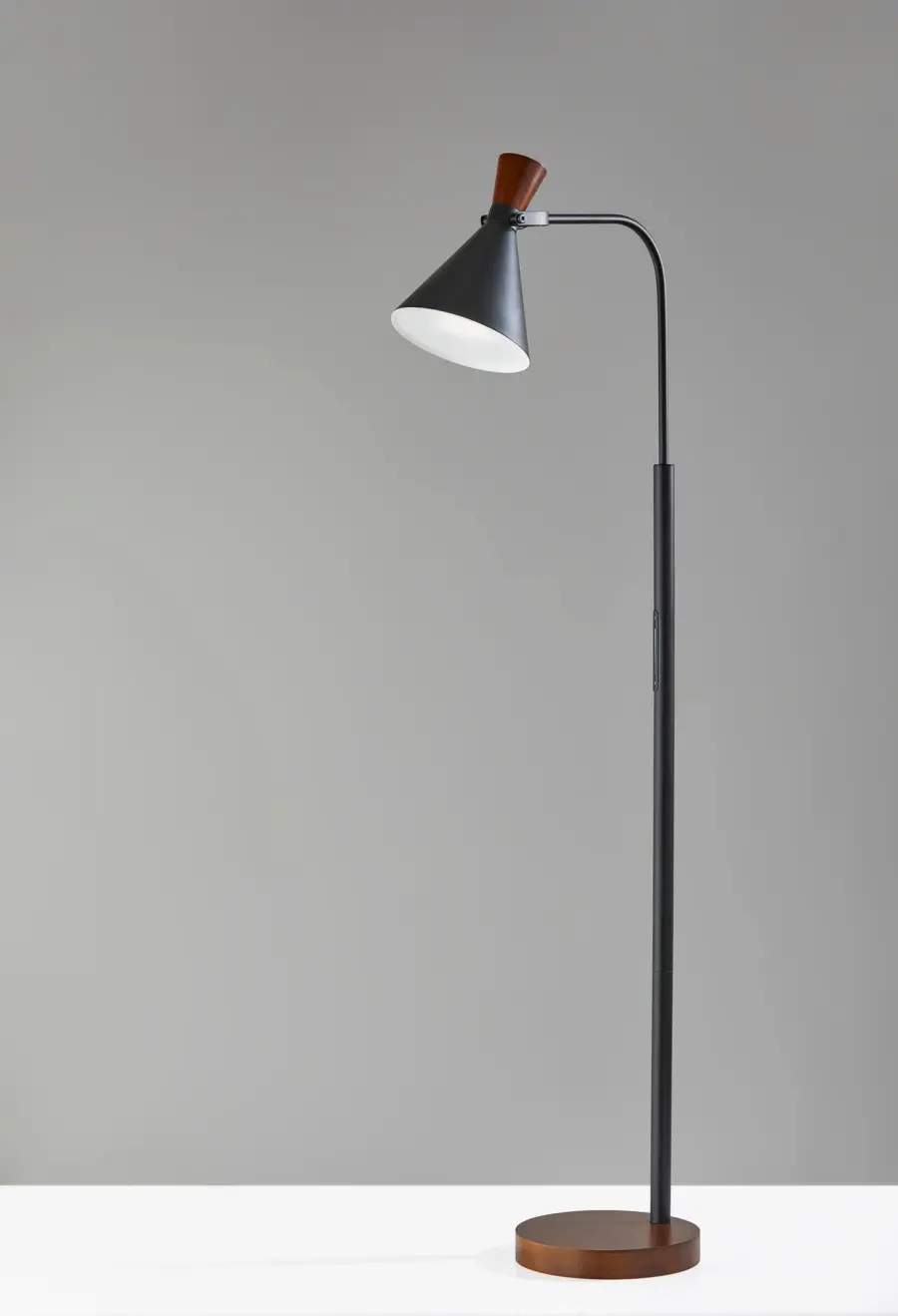 LED Task Floor Lamp - Black & Walnut - Image 1