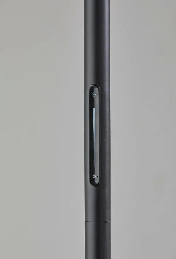 This 52-inch LED task floor lamp combines contemporary black metal with warm walnut wood accents for a sophisticated look. Energy-efficient LED technology delivers bright, focused lighting perfect for reading and detailed work. - alternate view
