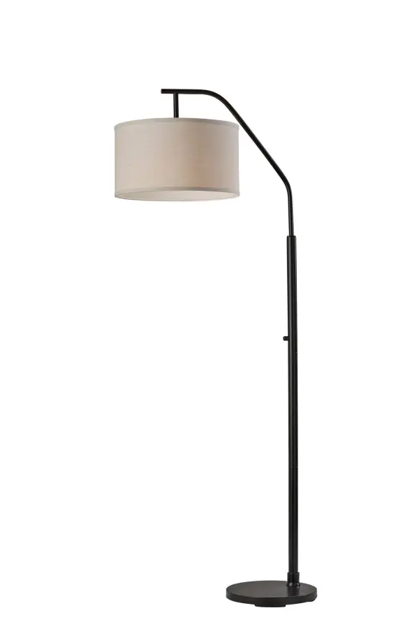 The Max Floor Lamp combines sleek modern design with practical functionality. Its arching black pole and 16-inch oatmeal linen shade create a sophisticated lighting solution perfect for reading areas or accent lighting.