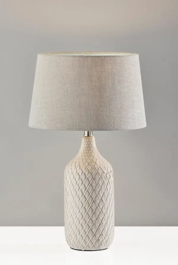 Textured Ceramic Lamps with Coastal-Inspired Diamond Pattern - Image 3