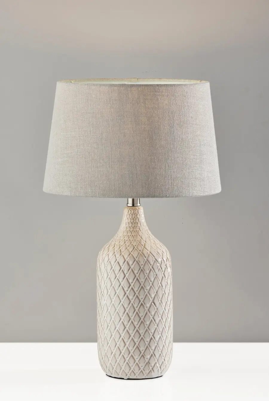 Textured Ceramic Lamps with Coastal-Inspired Diamond Pattern - Image 3