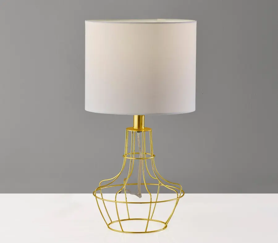Contemporary Cage-Style Table Lamps with Warm Brass Finish - Image 4