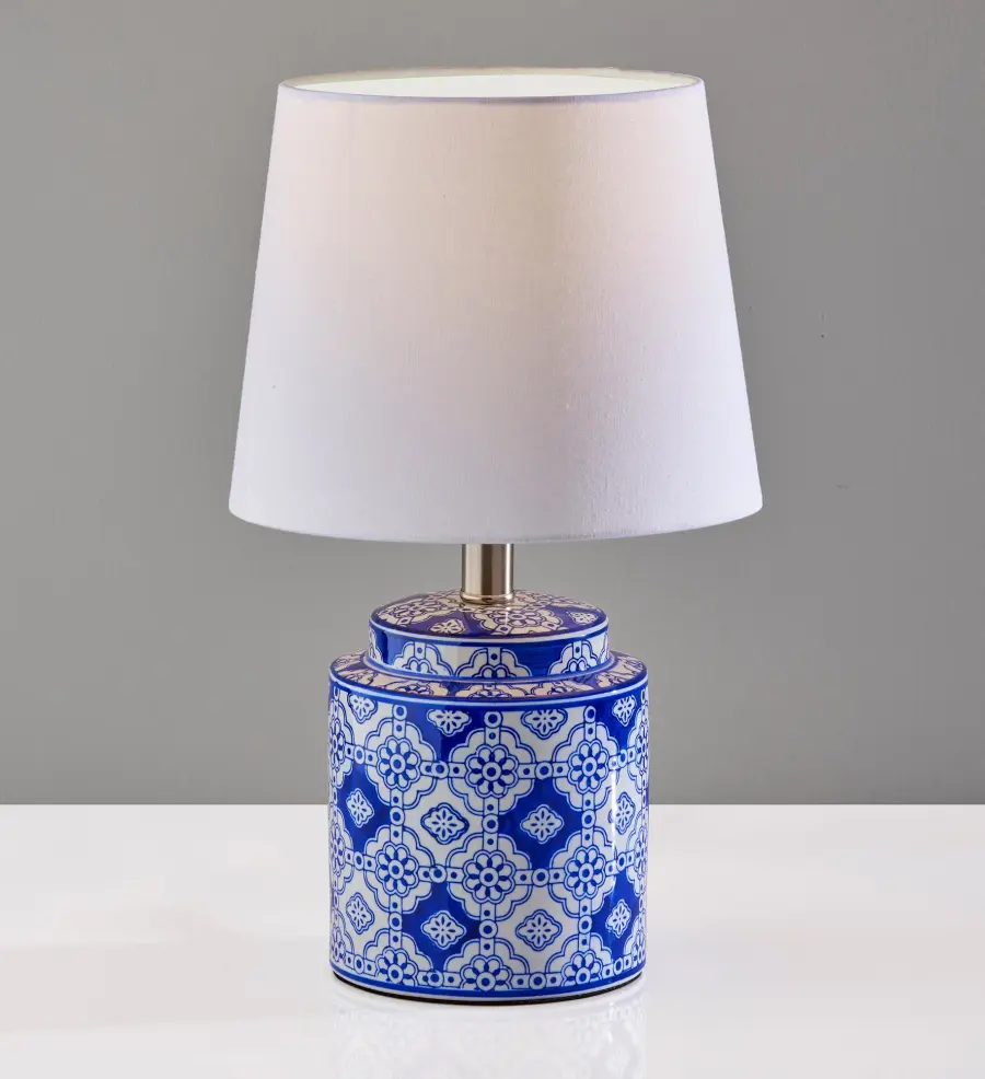 Charming Blue & White Ceramic Lamp Pair with Timeless Appeal - Image 4