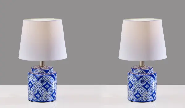 Charming Blue & White Ceramic Lamp Pair with Timeless Appeal - Image 5