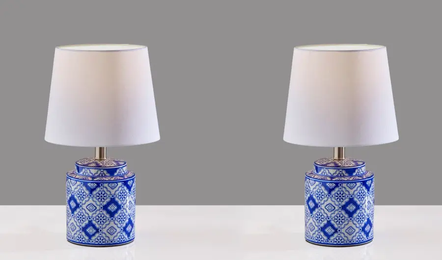 Charming Blue & White Ceramic Lamp Pair with Timeless Appeal - Image 5
