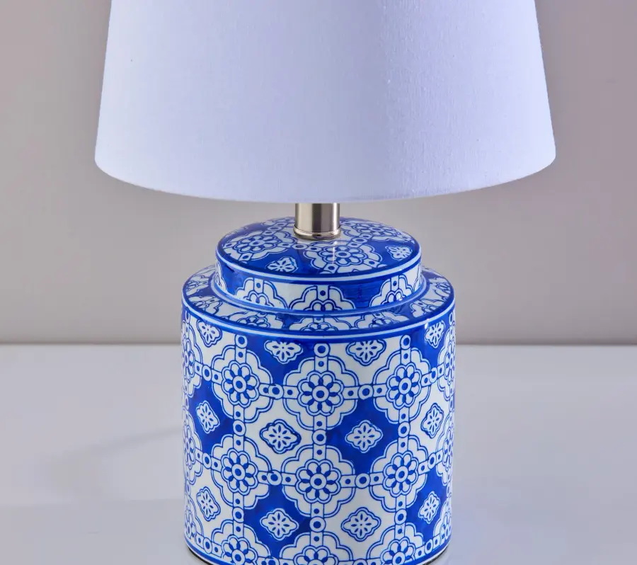 Charming Blue & White Ceramic Lamp Pair with Timeless Appeal - Image 6
