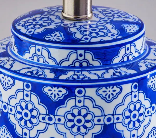 Charming Blue & White Ceramic Lamp Pair with Timeless Appeal - Image 7