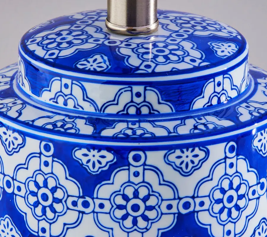 Charming Blue & White Ceramic Lamp Pair with Timeless Appeal - Image 7