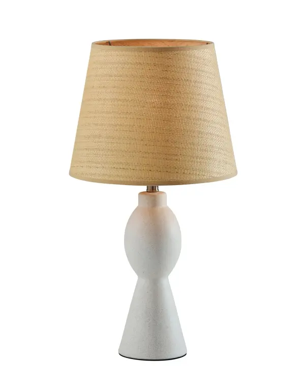 The Everest Table Lamp combines a clean white ceramic base with a handwoven rattan shade, creating a perfect blend of coastal charm and organic modern style. At 25.5 inches tall, it provides excellent task and ambient lighting.