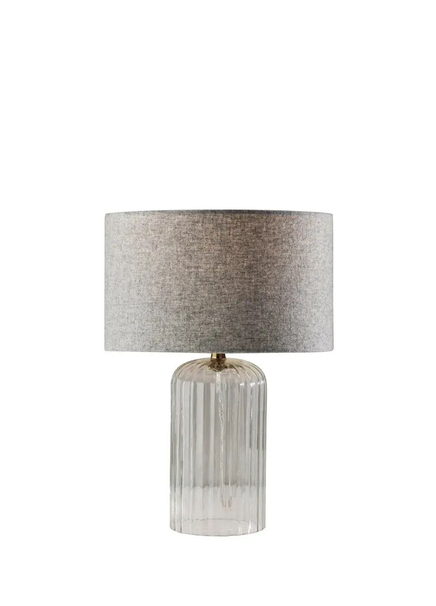 Coastal-Inspired Glass Lamp with Elegant Brass Accents - Image 1