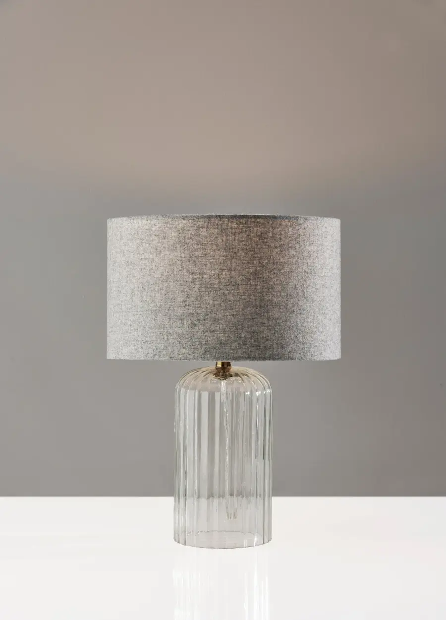 Coastal-Inspired Glass Lamp with Elegant Brass Accents - Image 3