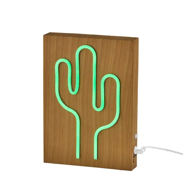 This compact neon cactus lamp brings retro charm with modern versatility. Features color-changing LED technology alternating through five vibrant hues, dual power options (battery or USB), and wall-mounting capability for flexible placement.