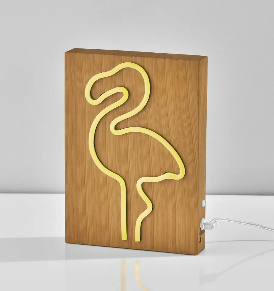 Wood Framed Neon Flamingo Lamp - Image 11