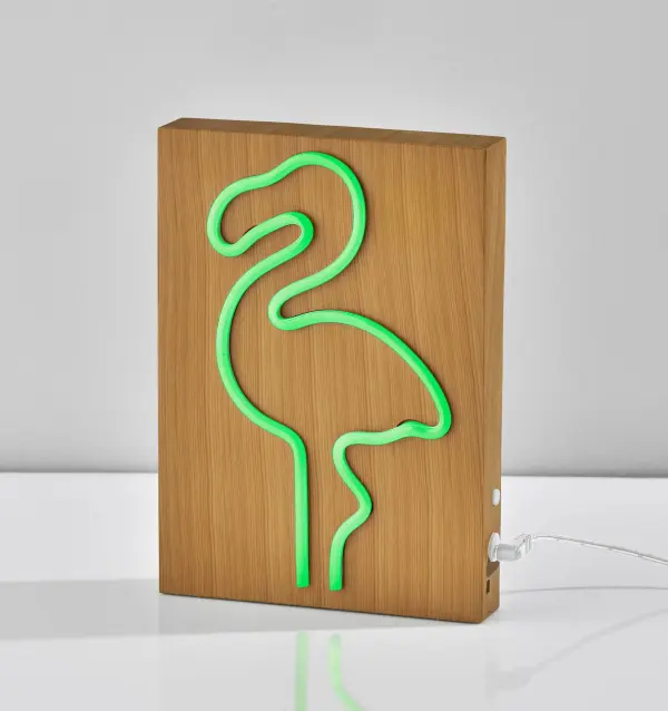 Wood Framed Neon Flamingo Lamp - Image 6