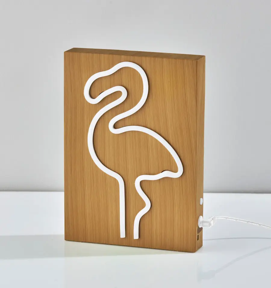 Wood Framed Neon Flamingo Lamp - Image 8