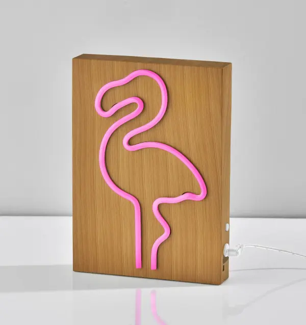 Wood Framed Neon Flamingo Lamp - Image 10