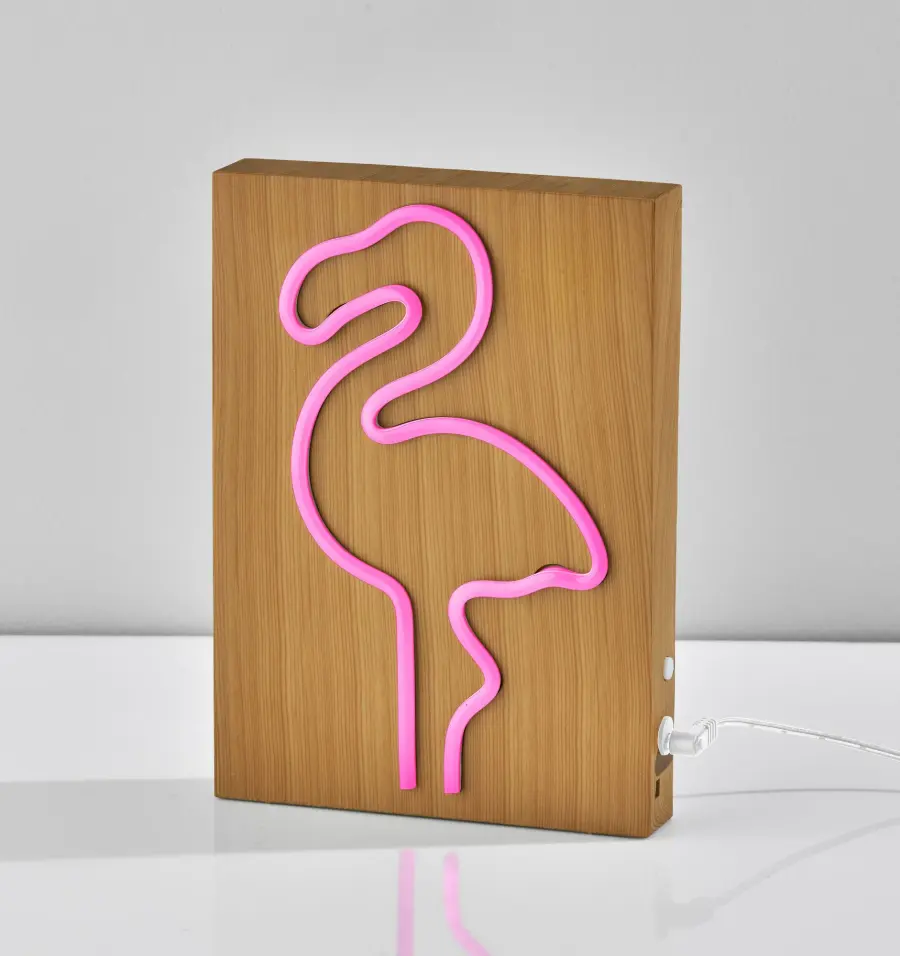 Wood Framed Neon Flamingo Lamp - Image 10