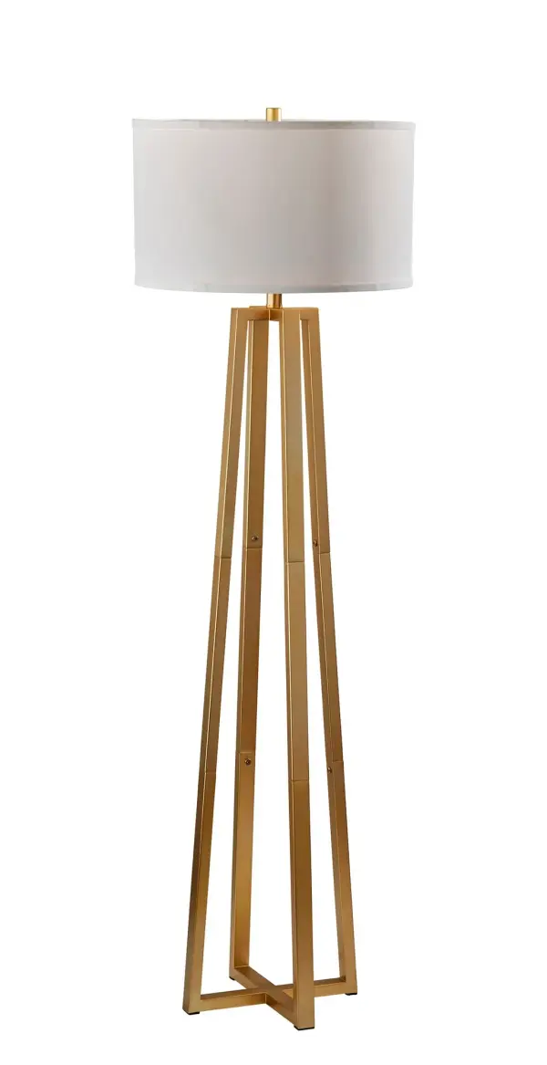 The Oakley Floor Lamp combines timeless brass elegance with practical functionality. Its white linen shade creates warm ambient lighting, while the 3-way switch offers customizable illumination for any occasion.