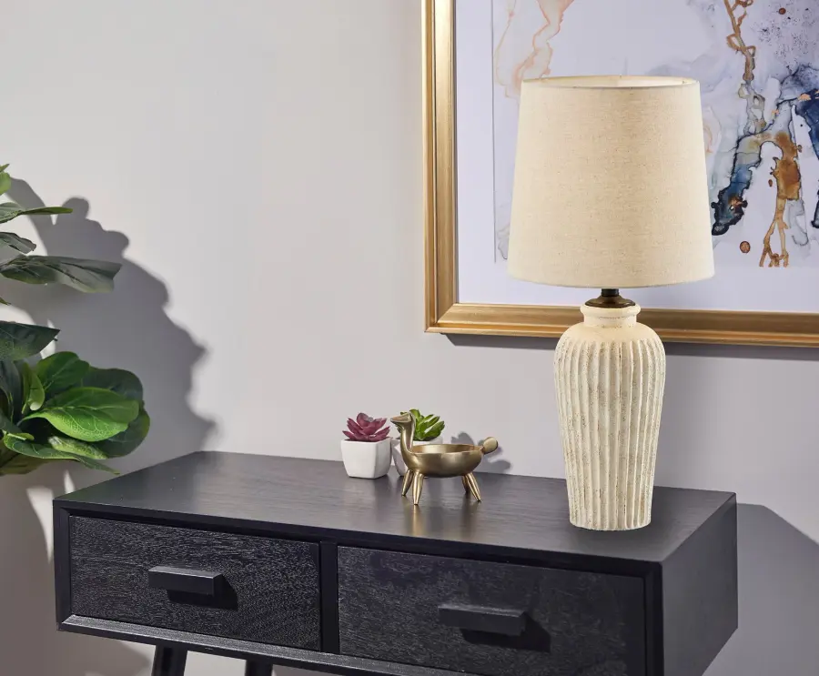 Artisan-Crafted Ceramic Table Lamp with Textured Elegance - Image 2