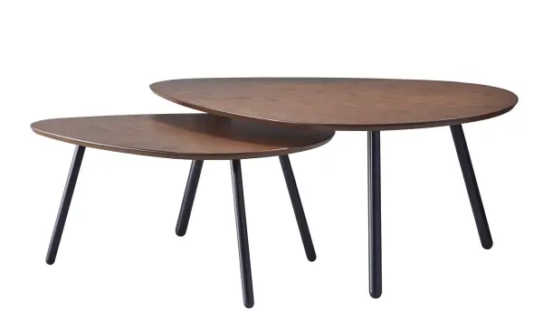 The Hendrix nesting coffee tables offer exceptional flexibility with their guitar pick-shaped tops and dual-height design. Nest together for a layered coffee table or separate for multiple surface areas throughout your space. - alternate view