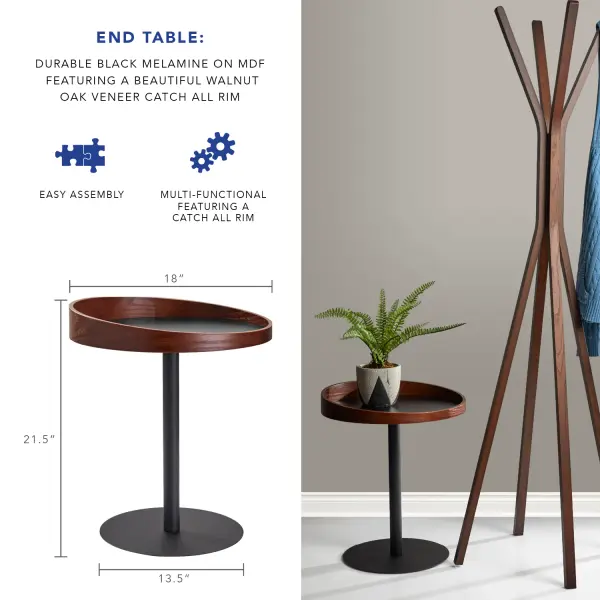 Crater End Table in Walnut - Image 7