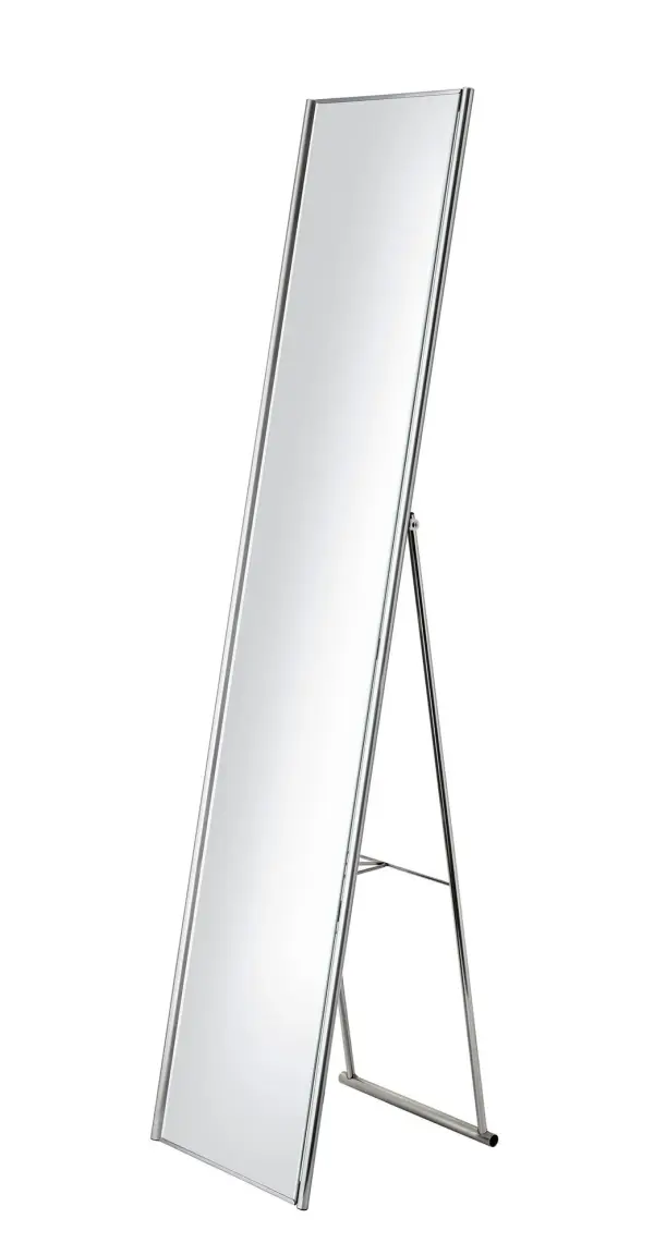 Space-Saving Full-Length Mirror with Elegant Champagne Steel Frame - Image 1