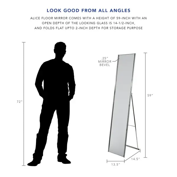 Space-Saving Full-Length Mirror with Elegant Champagne Steel Frame - Image 4