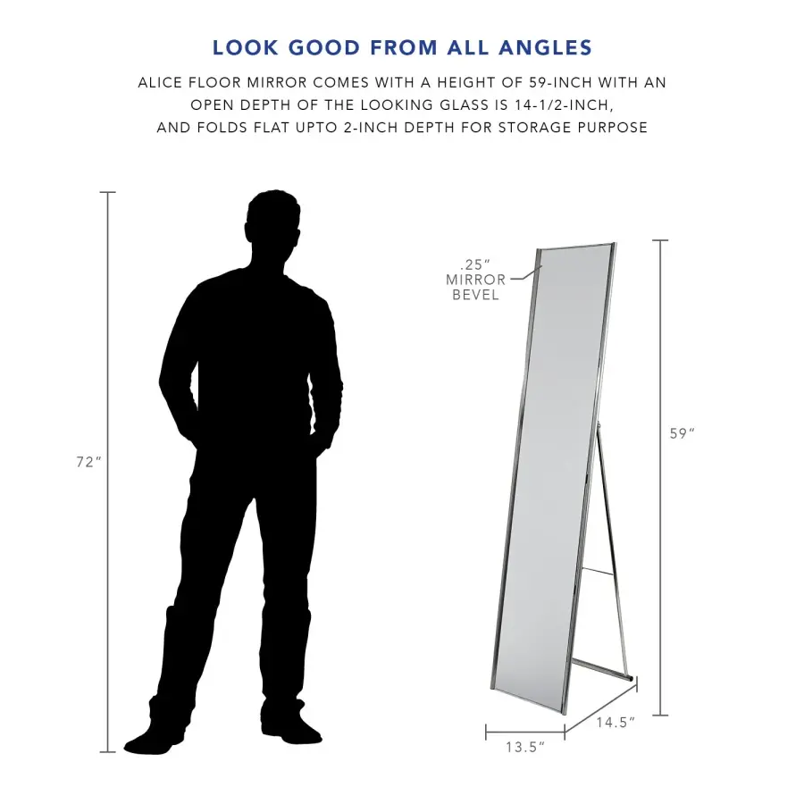 Space-Saving Full-Length Mirror with Elegant Champagne Steel Frame - Image 4
