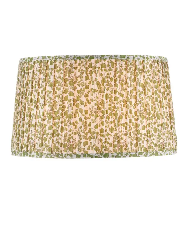 This gingko-inspired pleated lampshade from the Lacefield Designs partnership adds organic elegance to any lamp base. The green and ivory palette brings natural freshness while the pleated construction provides soft, diffused light.