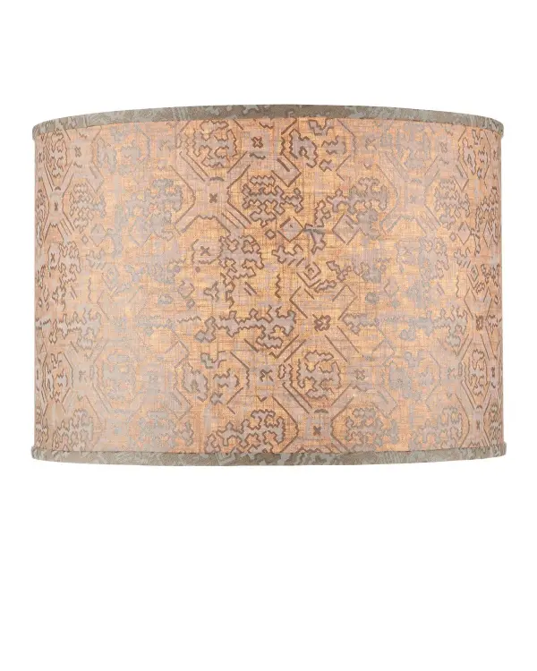 This 20-inch drum shade brings nomadic desert aesthetics to any space with its sand and taupe tones. The cotton construction offers soft light diffusion while the generous size makes a statement on floor or table lamps.