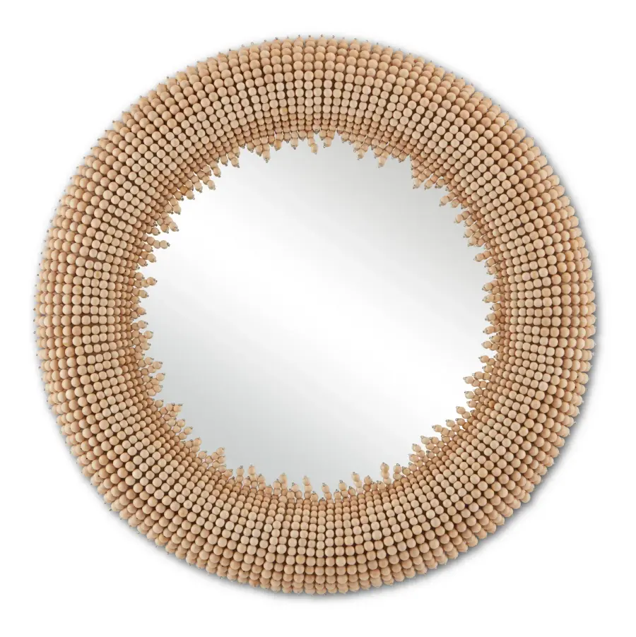 Jeanie Round Mirror in Beige