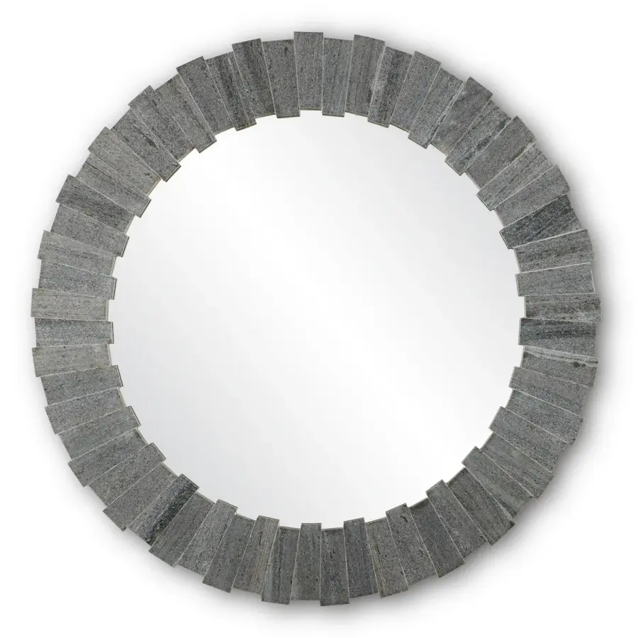 Dario Round Gray Marble Mirror