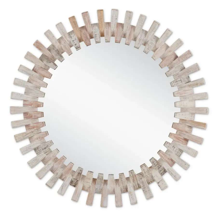 Diza Round Whitewash Mirror