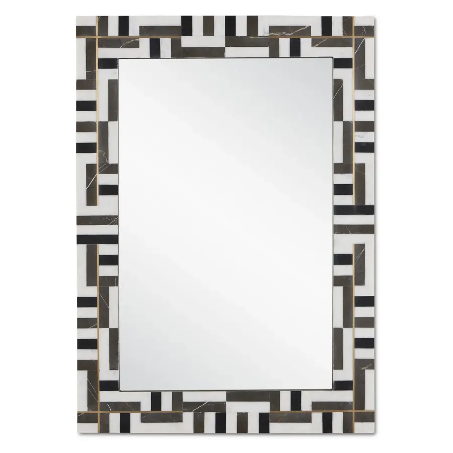 Gentry Rectangular Mirror in Natural Marble & Brass