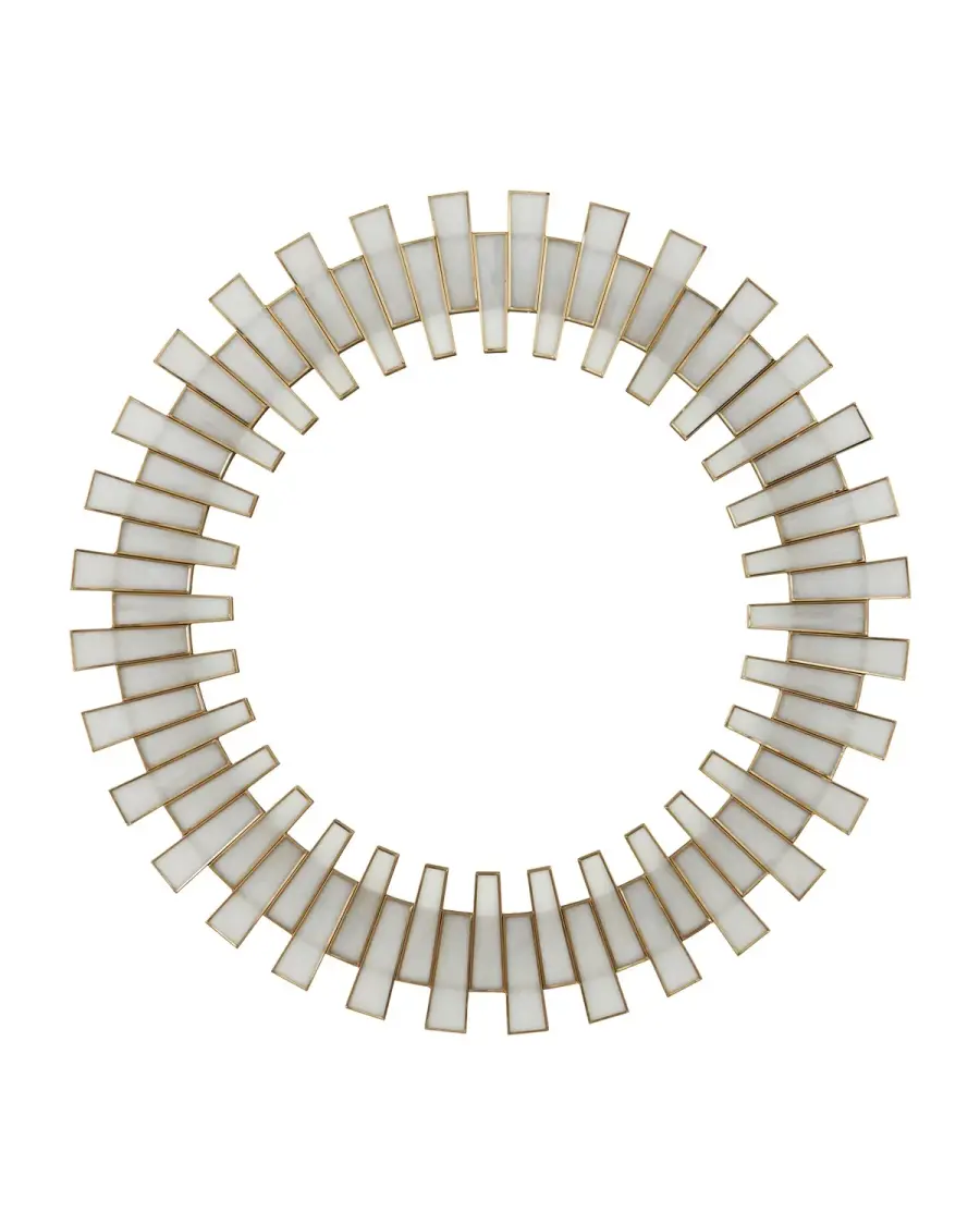 Glasdele Round Mirror in Antique Brass and White