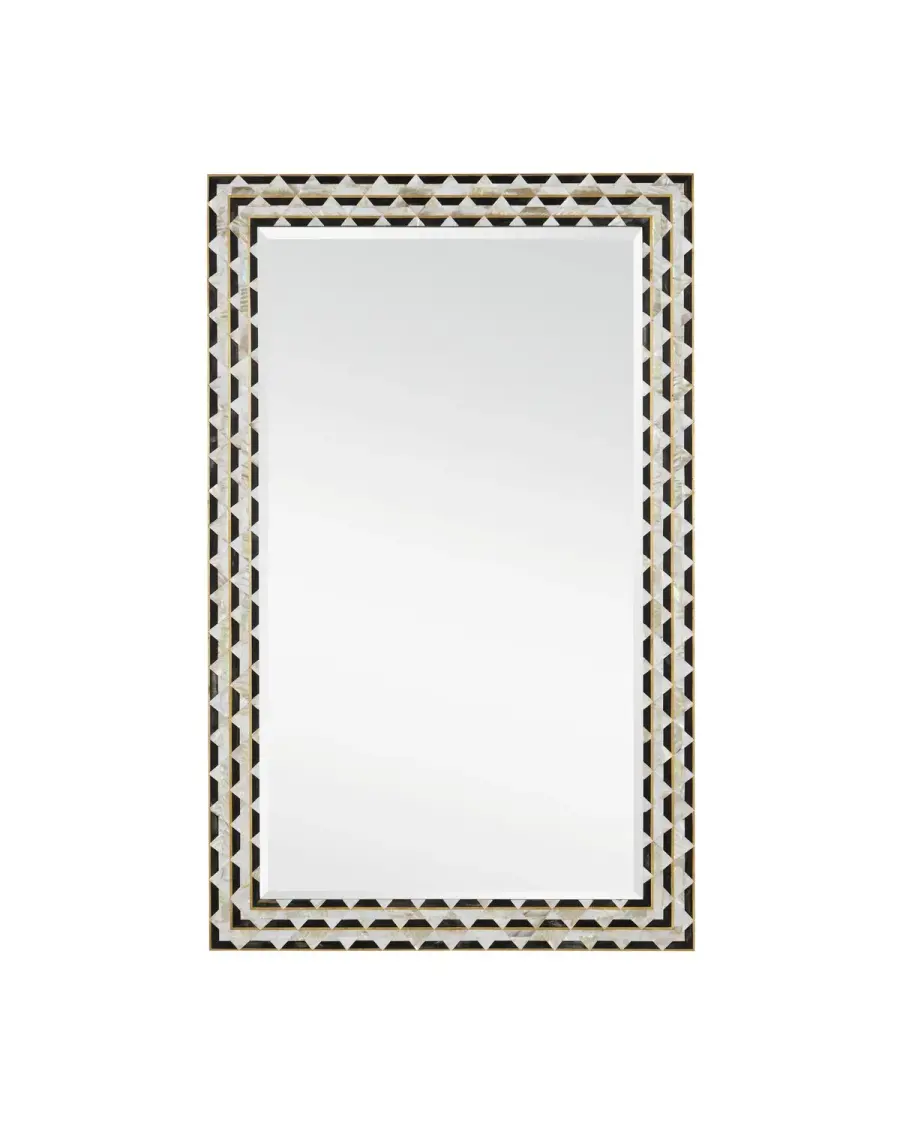 Macy Rectangular Mirror in Natural/Brass