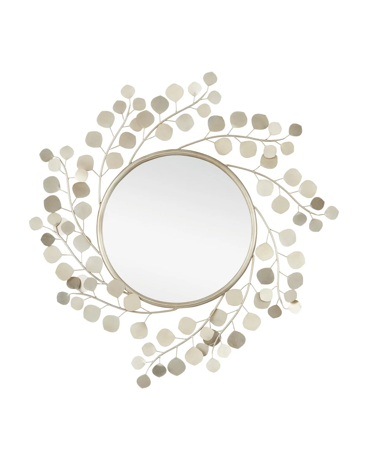 Lunaria Round Mirror in Contemporary Silver Leaf