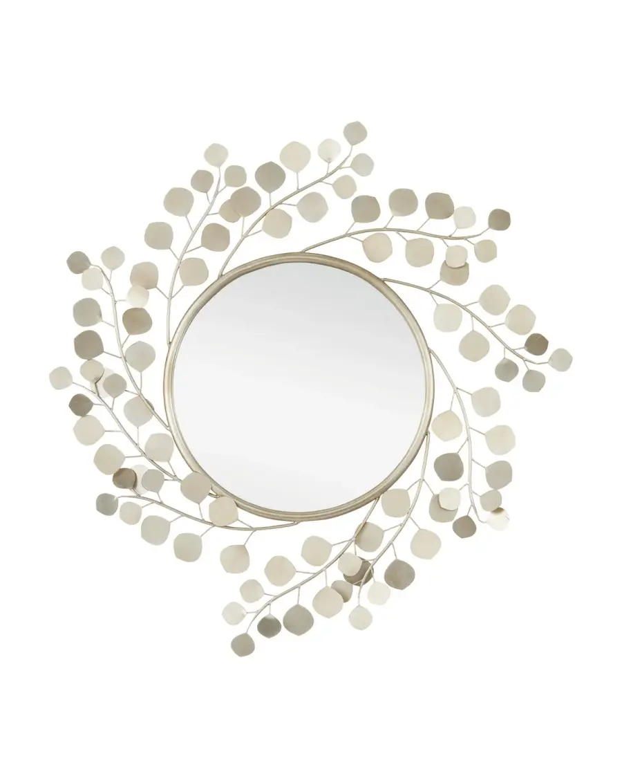 Lunaria Round Mirror in Contemporary Silver Leaf