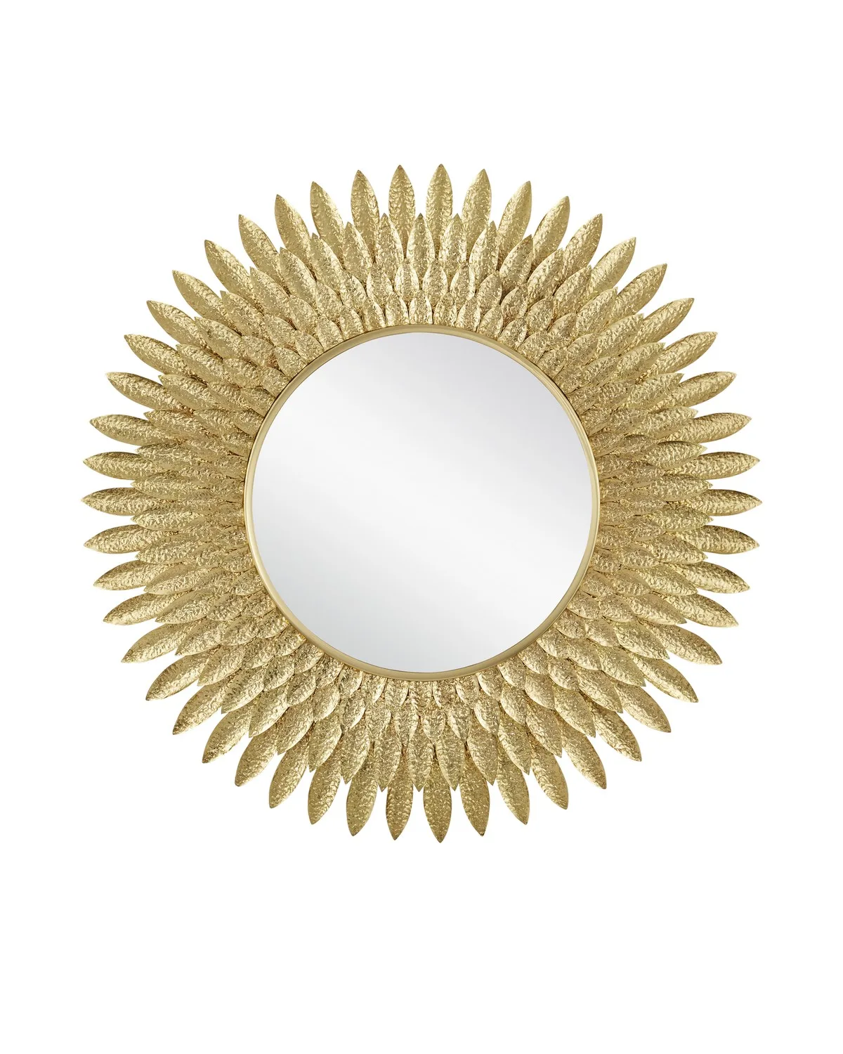 Plume Round Mirror in Brass