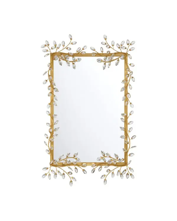 A stunning statement piece that combines traditional elegance with artisanal craftsmanship. The flowing crystal flowers and beveled edge create depth and dimension, making it an exquisite focal point for sophisticated interiors.