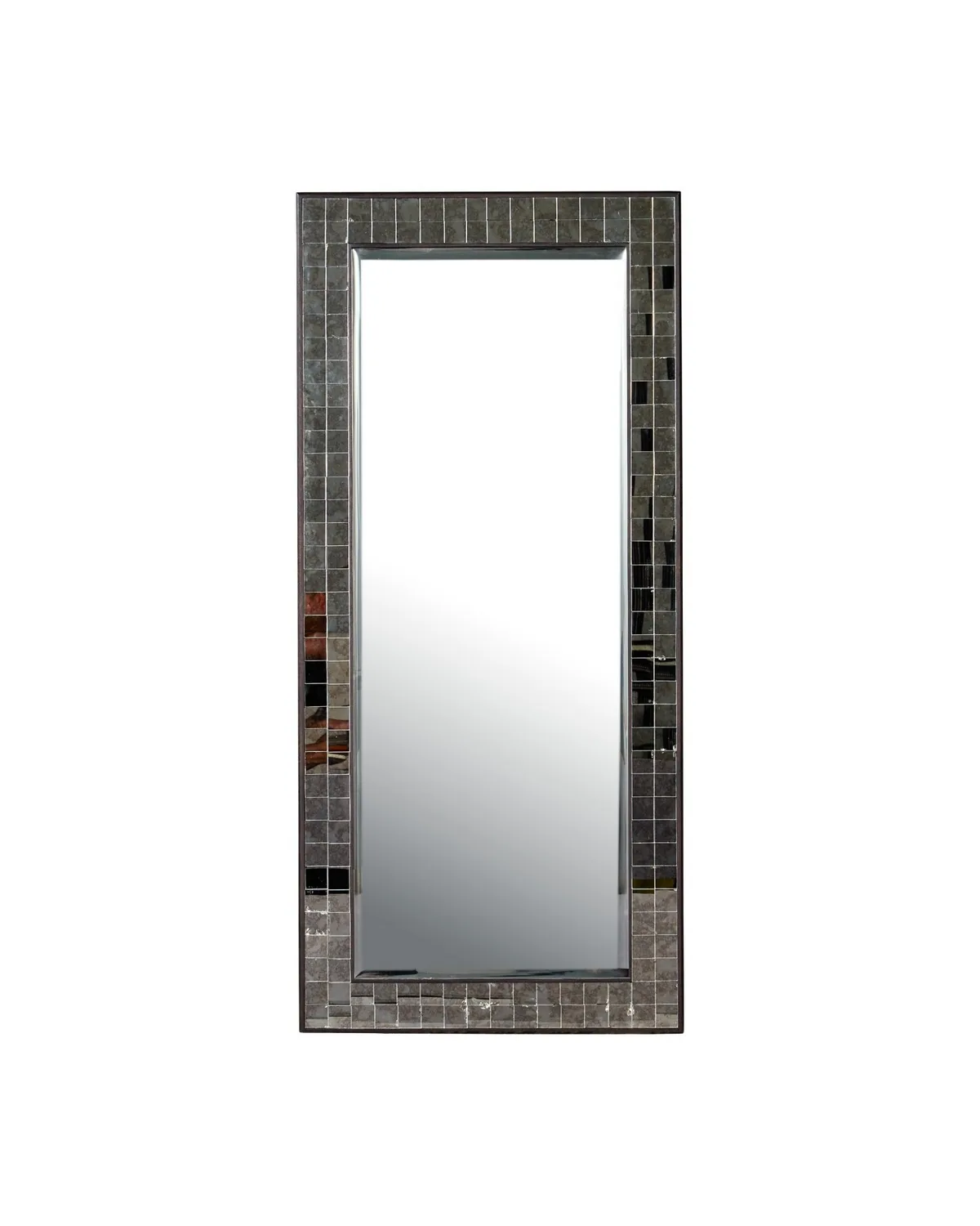 Mosaico Floor Mirror in Ebony with Antique Mirror Tiles