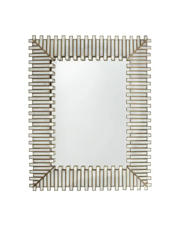Daze Rectangular Mirror in White and Antique Brass
