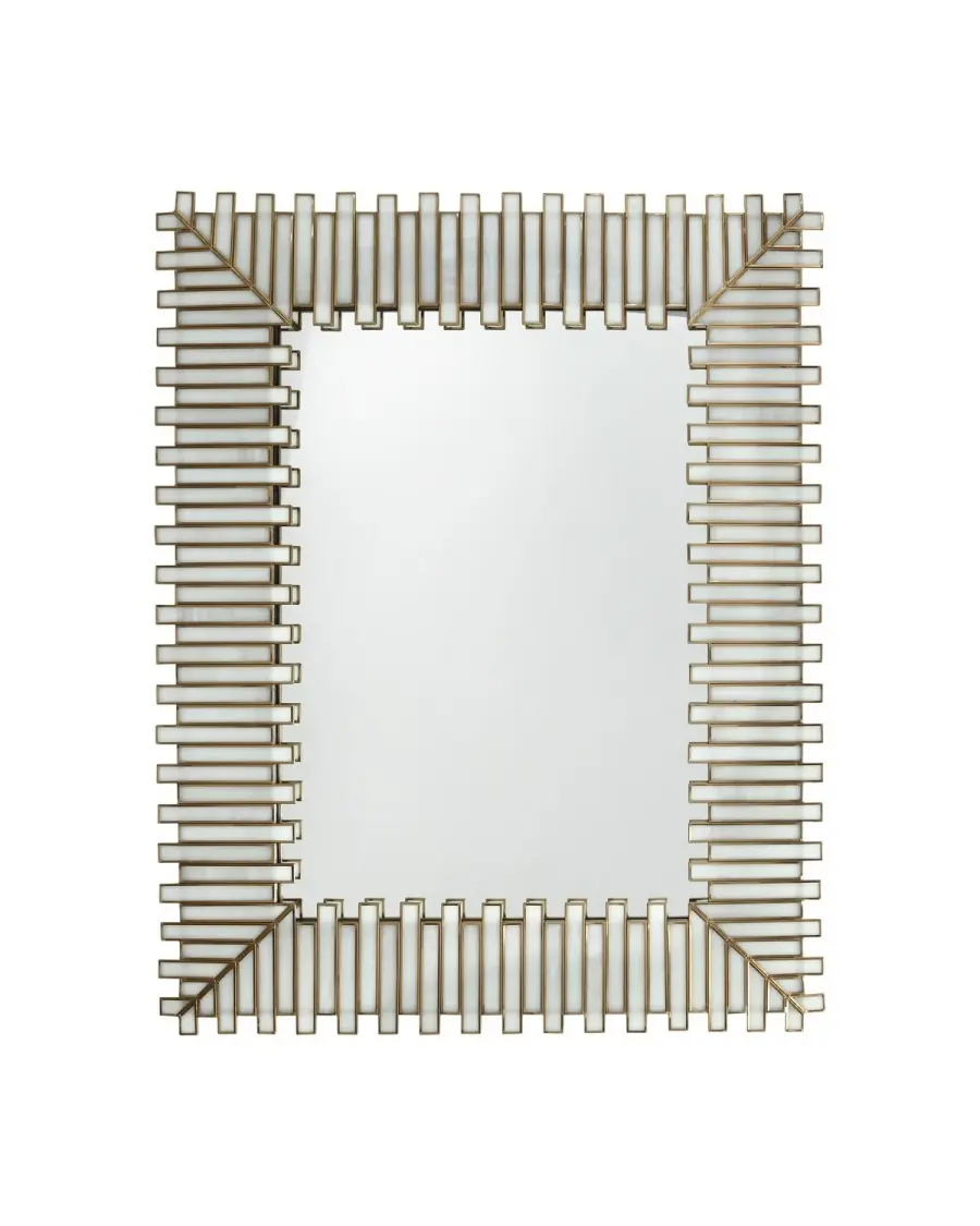 Daze Rectangular Mirror in White and Antique Brass