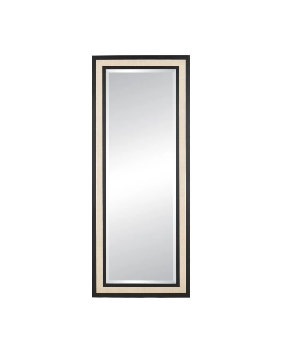 Deanna Rectangular Floor Mirror in Ivory & Black