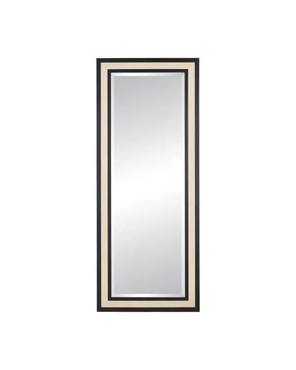 Deanna Rectangular Floor Mirror in Ivory & Black