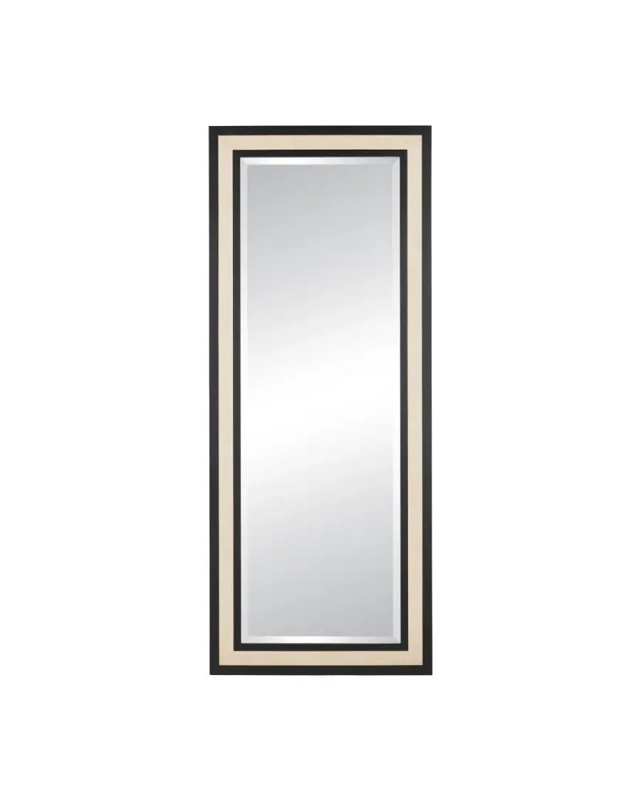Deanna Rectangular Floor Mirror in Ivory & Black